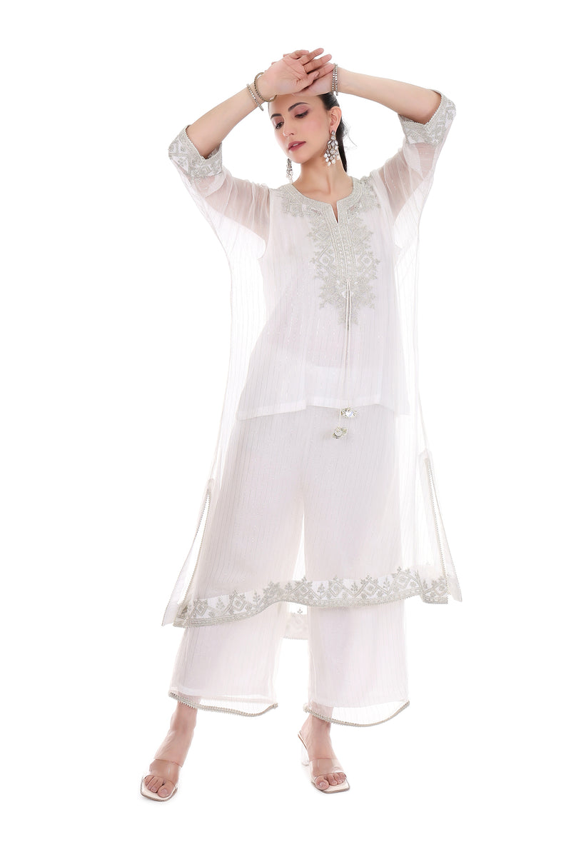 White Embroidered Kaftaan Set