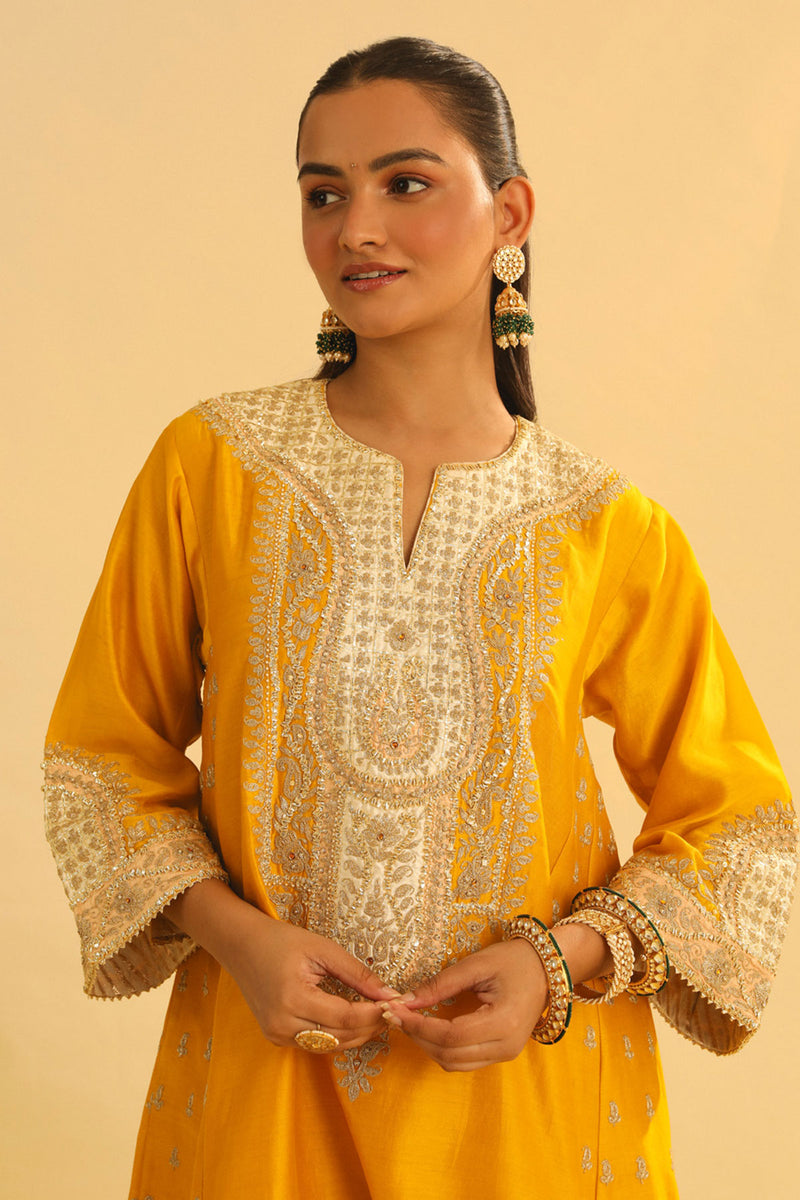 Arisana - Mustard Short Kalidaar Chauga with Salwar