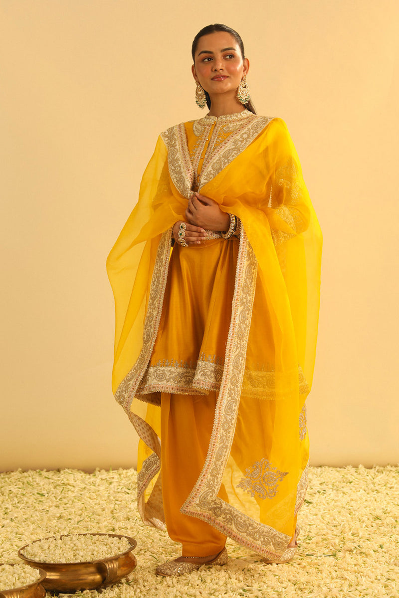 Amani - Mustard A-line  Kurta with Salwar & Dupatta