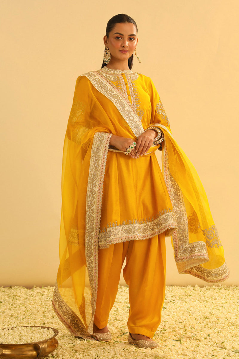 Amani - Mustard A-line  Kurta with Salwar & Dupatta