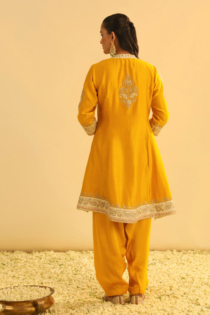 Amani - Mustard A-line  Kurta with Salwar & Dupatta