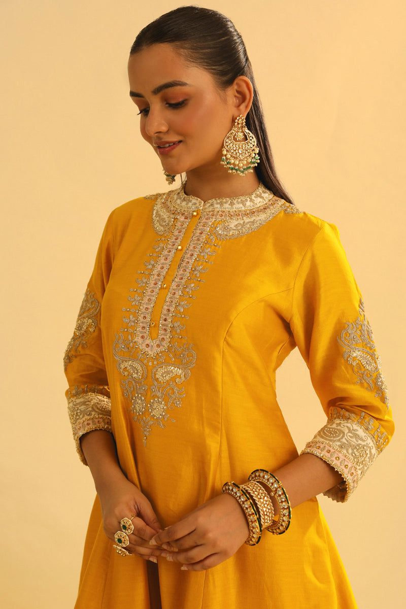 Amani - Mustard A-line  Kurta with Salwar & Dupatta
