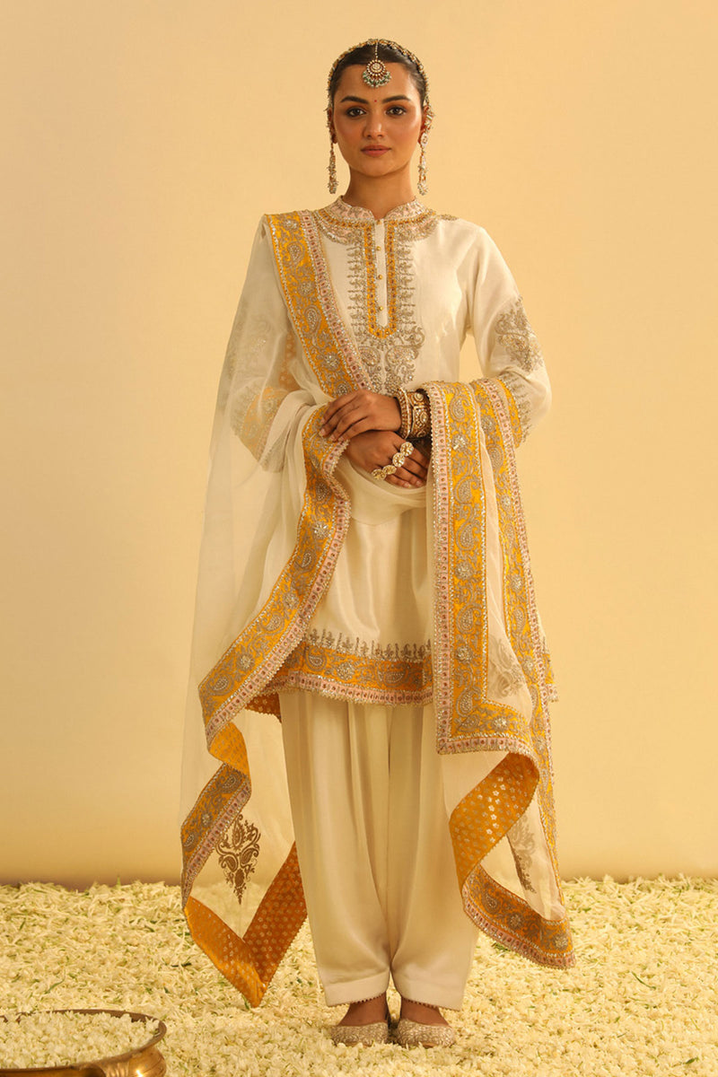 Amani - Daisy Ivory A-line Kurta with Salwar & Dupatta