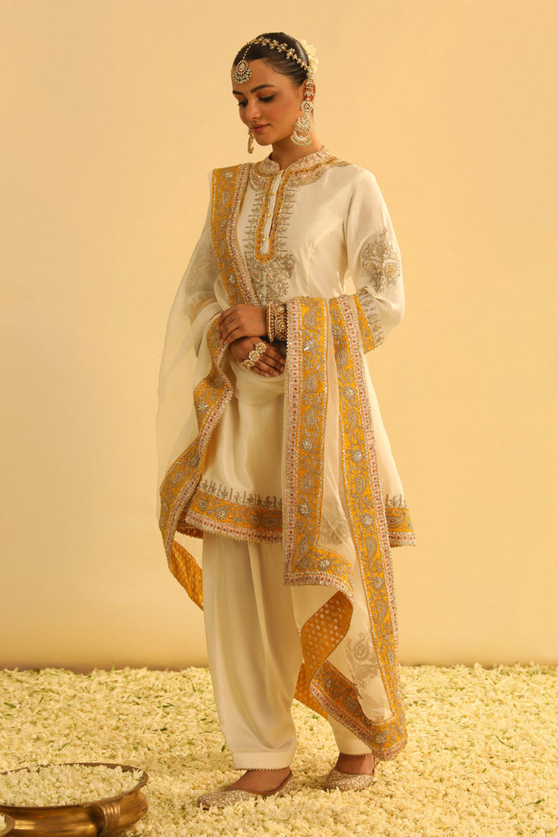 Amani - Daisy Ivory A-line Kurta with Salwar & Dupatta