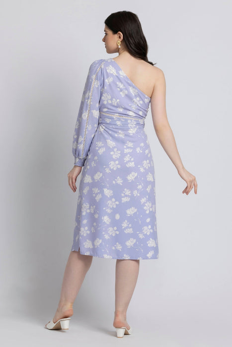 Lavender Blossom Asym Midi Dress