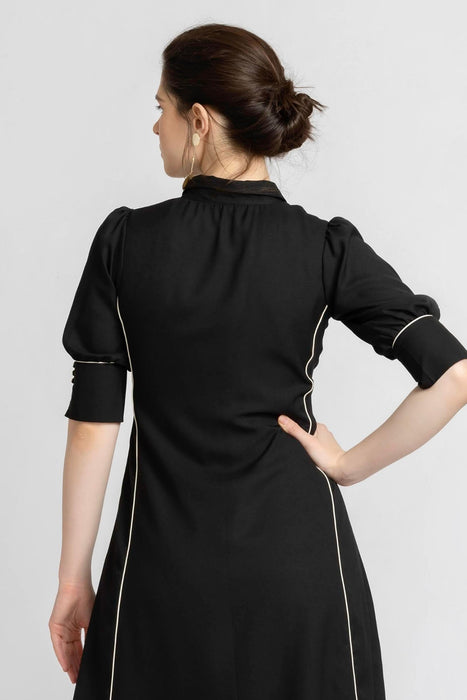Noir Elegance Midi Dress