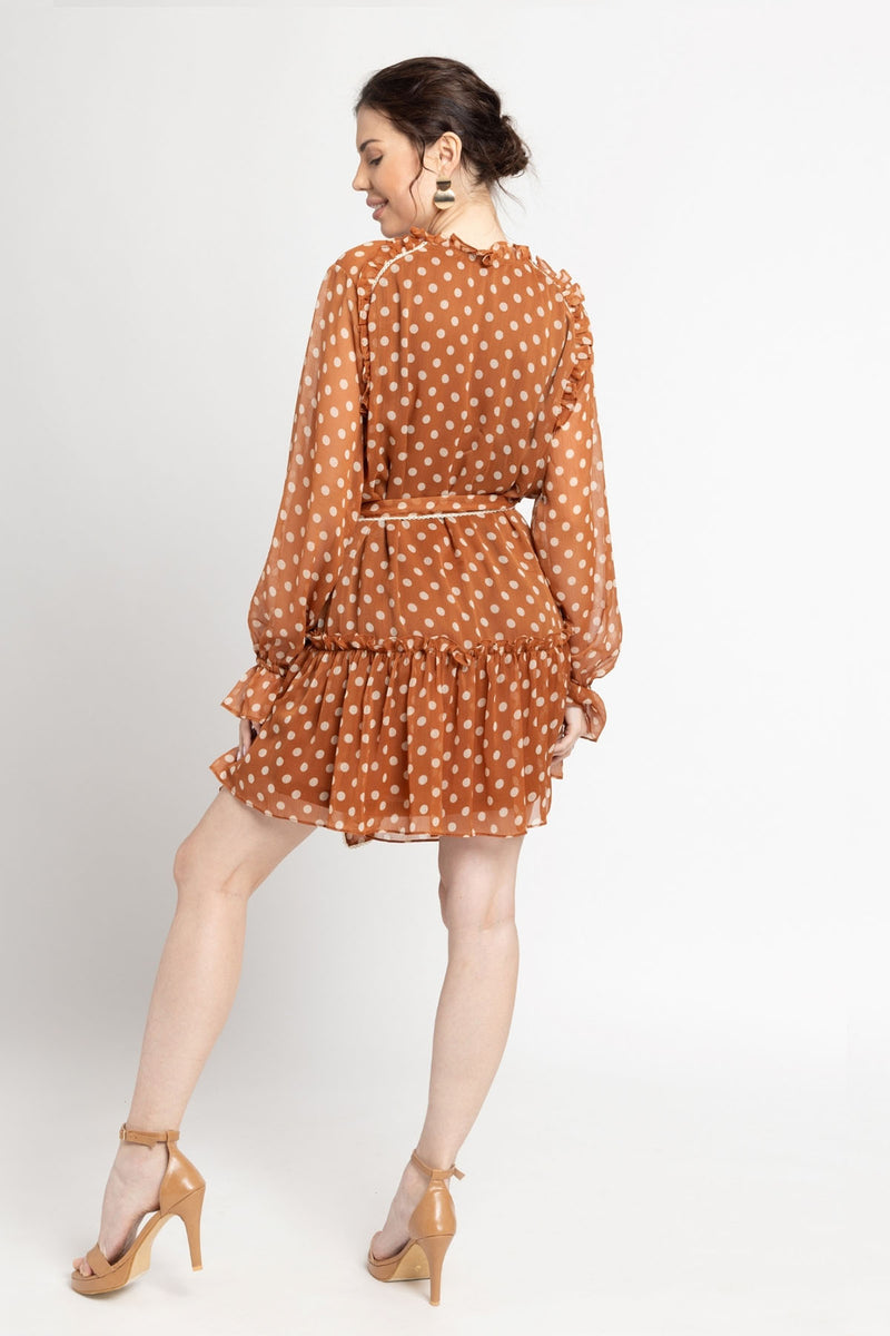 Brown Polka Mini Dress