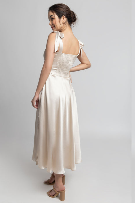 Creamy Sweetheart Midi Dress