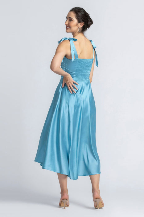 Turquoise Blue Sweetheart Midi Dress
