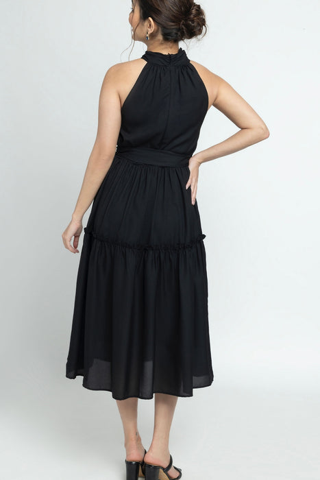 Midnight black Halterneck Midi Dress