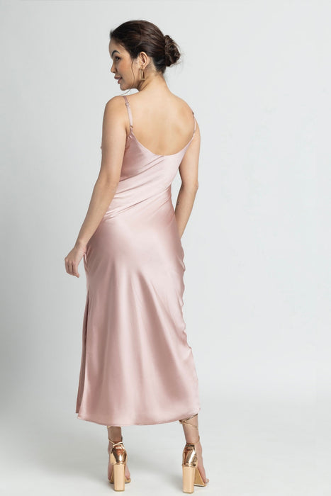 Rose Gold Cowl Midi Dress