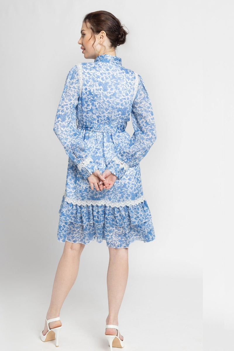 Misty Floral Mandarin Mini Dress