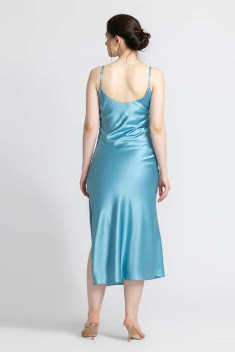 Turquoise Blue Cowl Midi Dress