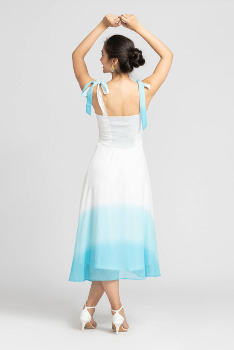 Whispering Blue Ombre Midi Dress