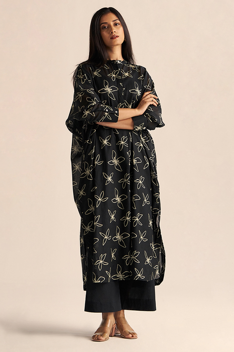 Black Floral Print Co-ord Set