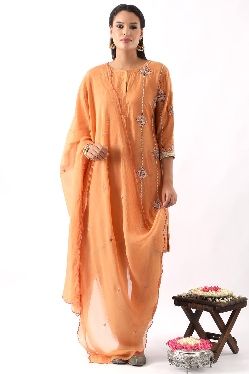 Ice Blue Embroidered Kurta & Dhoti Set