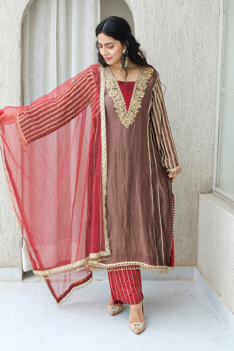 Coffee Crush Tissue Choga Set