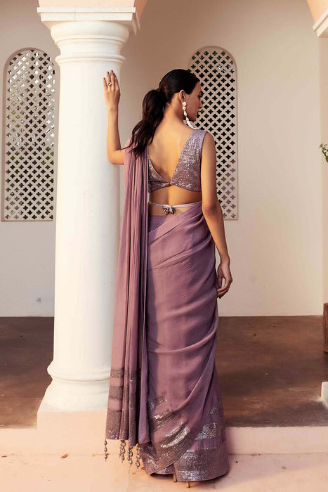 Sitara Lilac Sequinned Saree Set