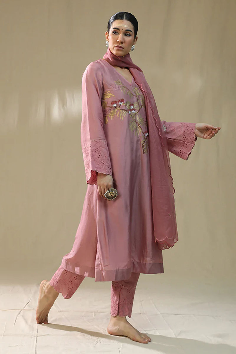 Dusty Pink Handpainted Suit Set