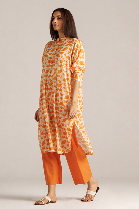 Celosia Orange and Cream Print Co-ord Set