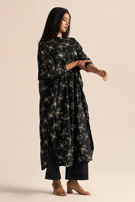 Black Floral Print Co-ord Set