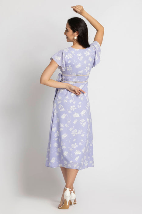 Lavender Blossom V Midi Dress