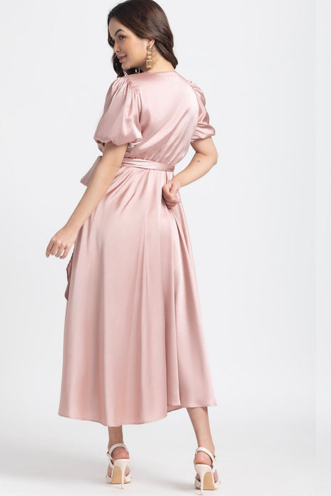Rose Gold Surplice Midi Dress