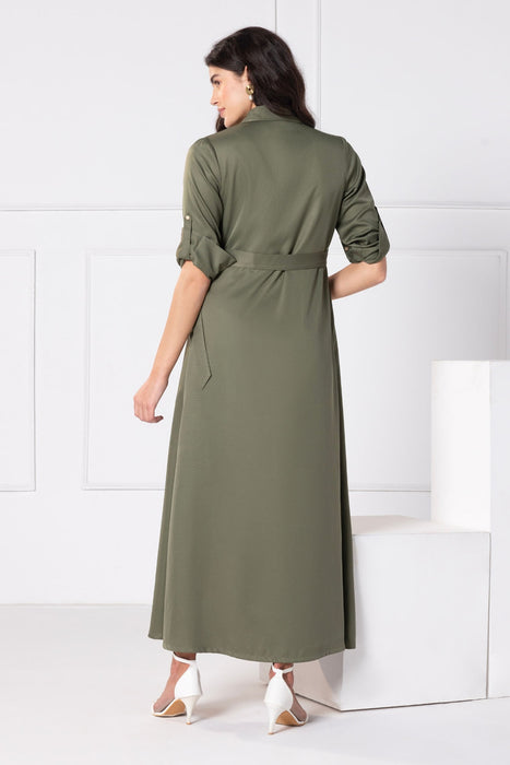 Olive Elegance Maxi Dress