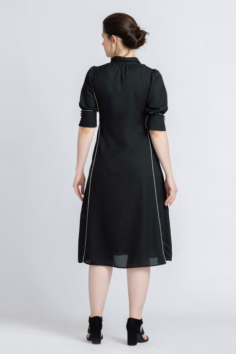 Noir Elegance Midi Dress