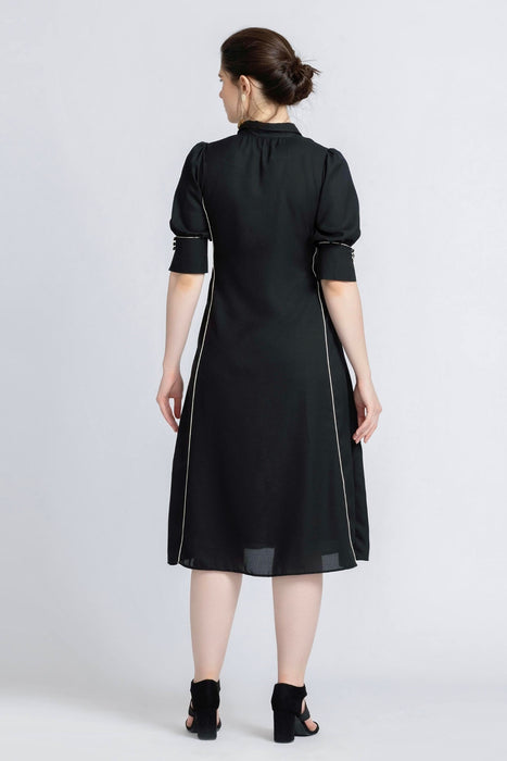 Noir Elegance Midi Dress