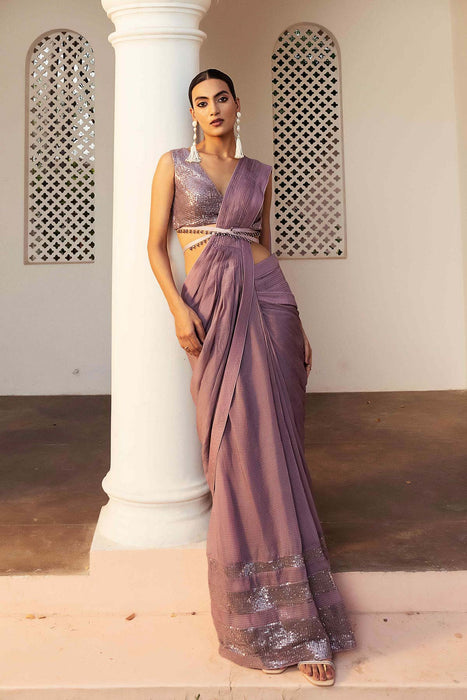 Sitara Lilac Sequinned Saree Set