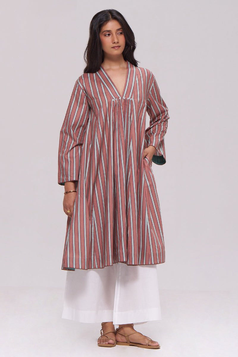 Brown Stripe Cotton kurta