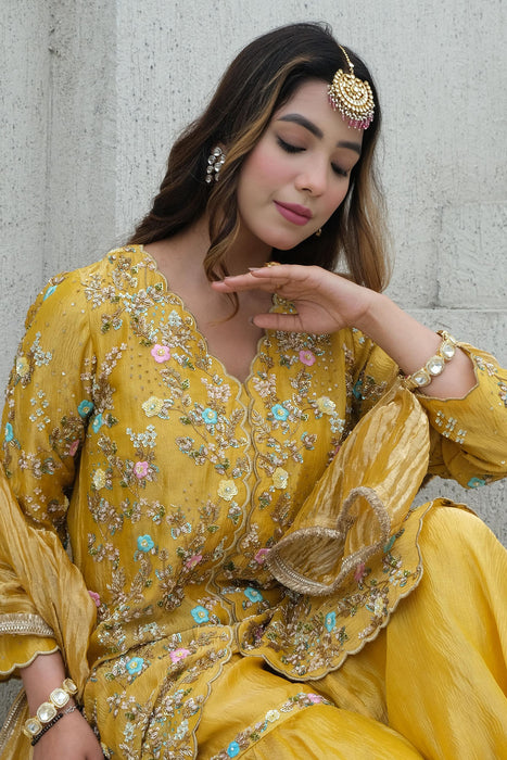 Yellow Tissue Gharara Set