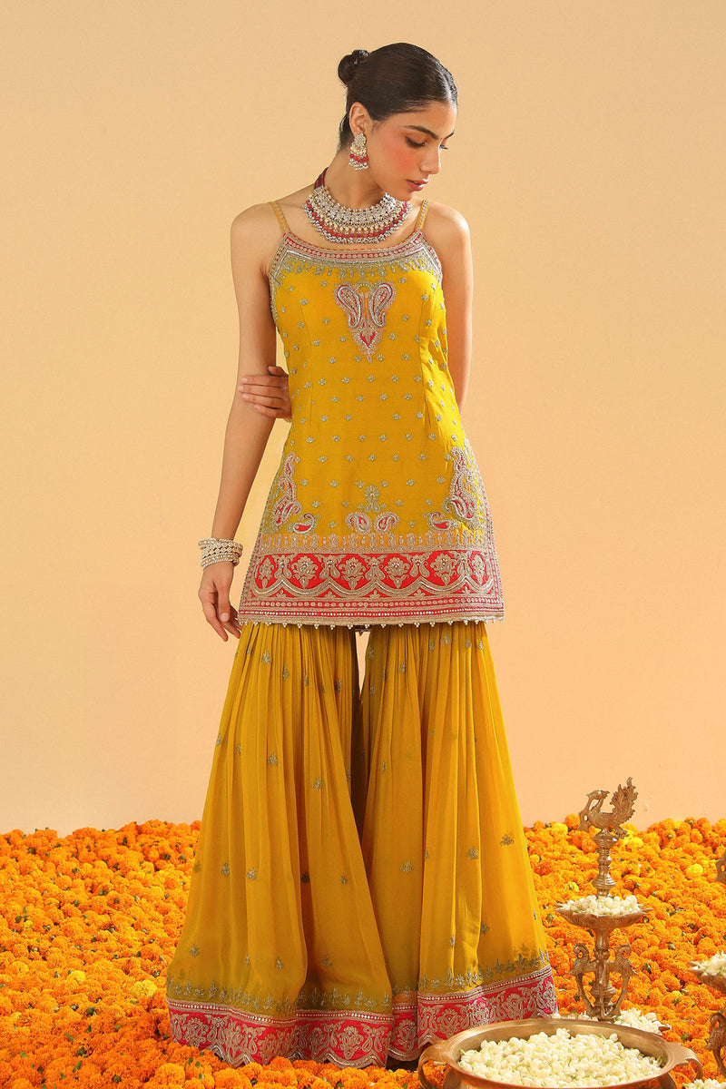 Mehan-Short Kurta with Garara and Dupatta
