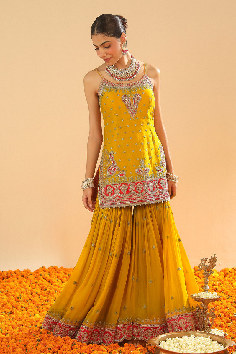Mehan-Short Kurta with Garara and Dupatta