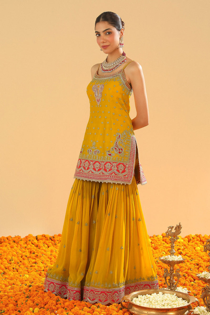 Mehan-Short Kurta with Garara and Dupatta