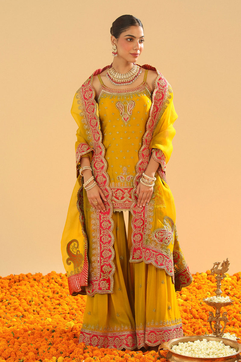 Mehan-Short Kurta with Garara and Dupatta