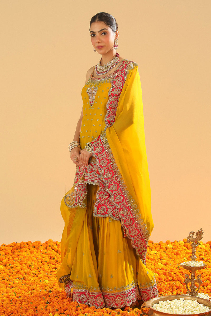 Mehan-Short Kurta with Garara and Dupatta
