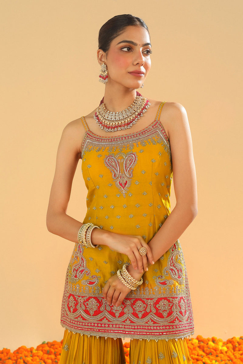Mehan-Short Kurta with Garara and Dupatta