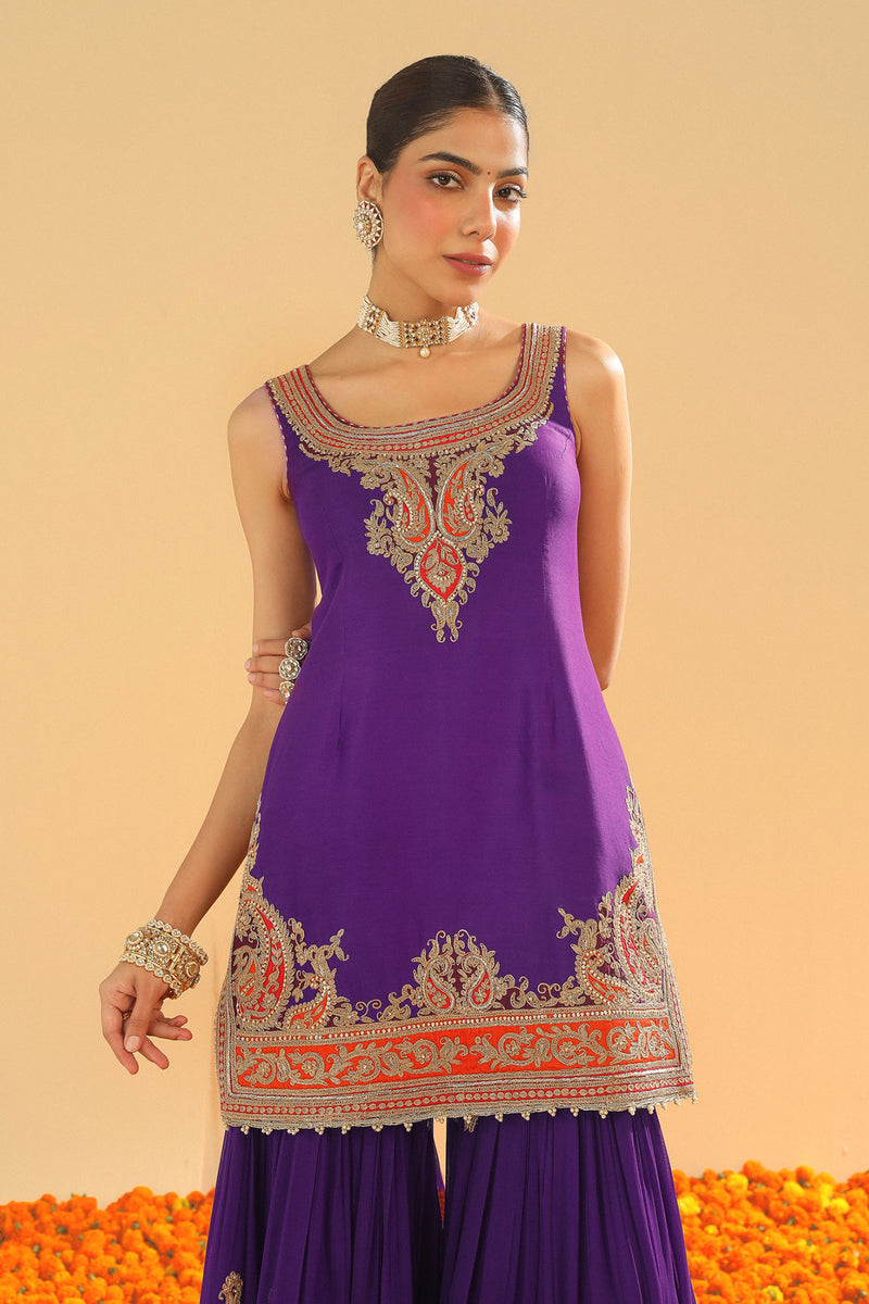 Maziyah- Short Kurta with Garara and Dupatta