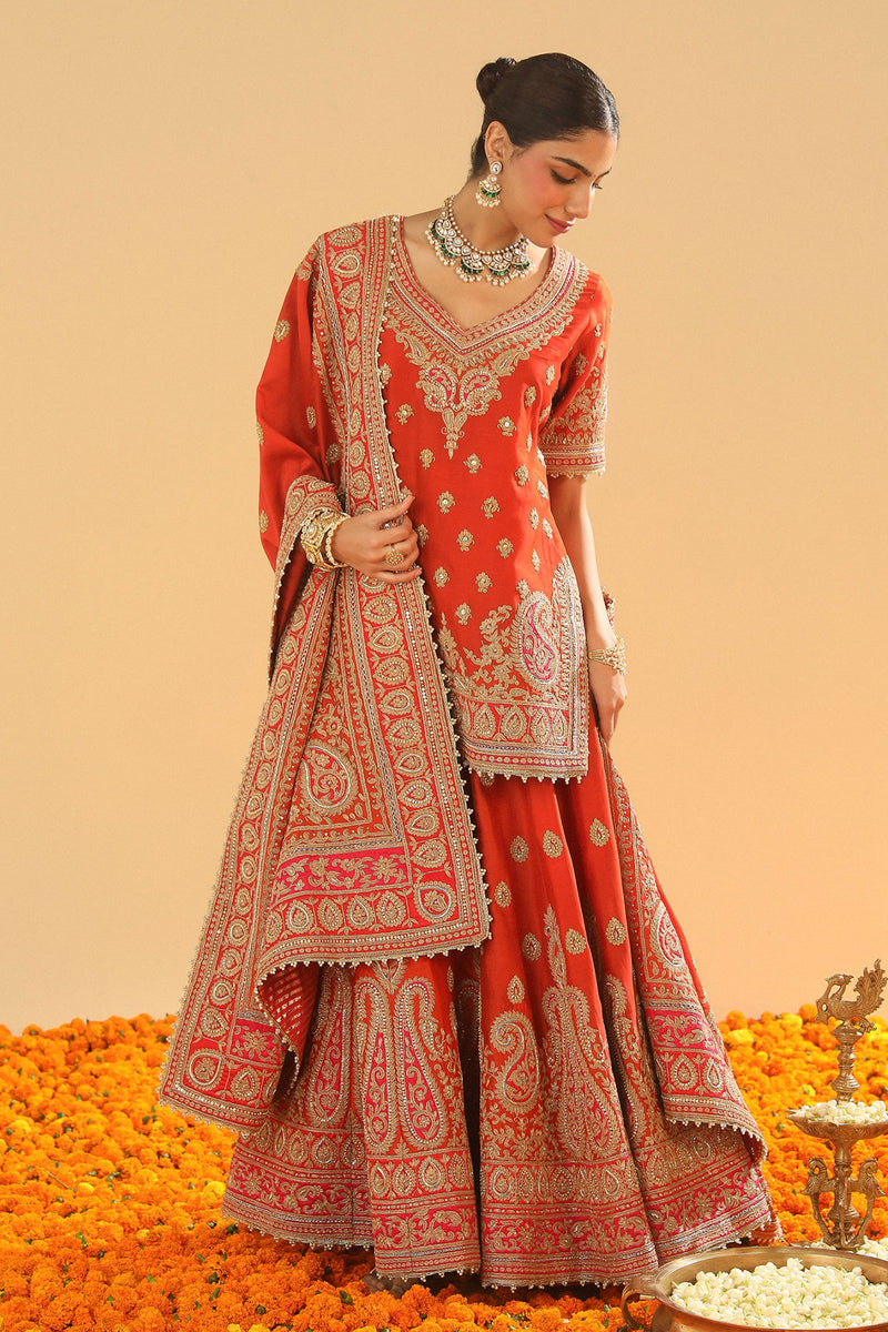 Shazfa-Short Kurta with Sharara and Dupatta
