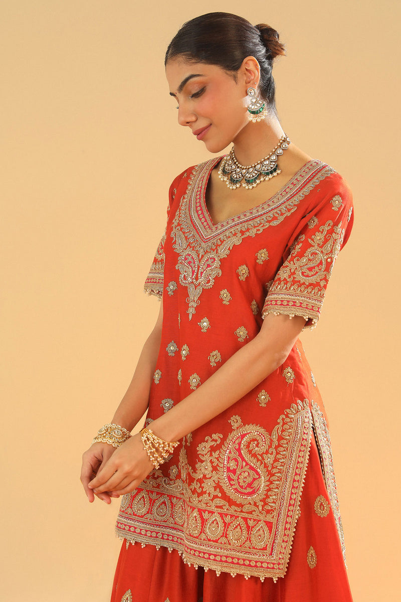 Shazfa-Short Kurta with Sharara and Dupatta