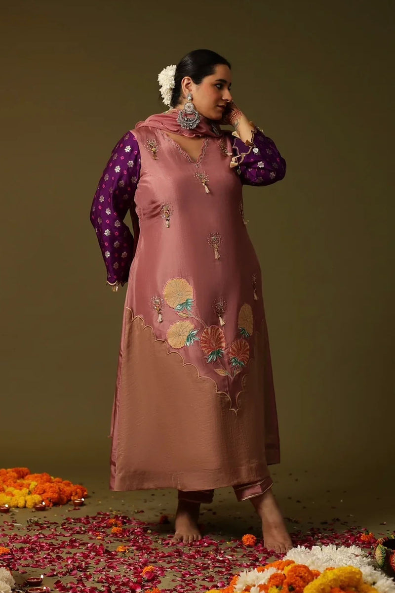 Ram-Janki Dusty Pink Chanderi Suit Set