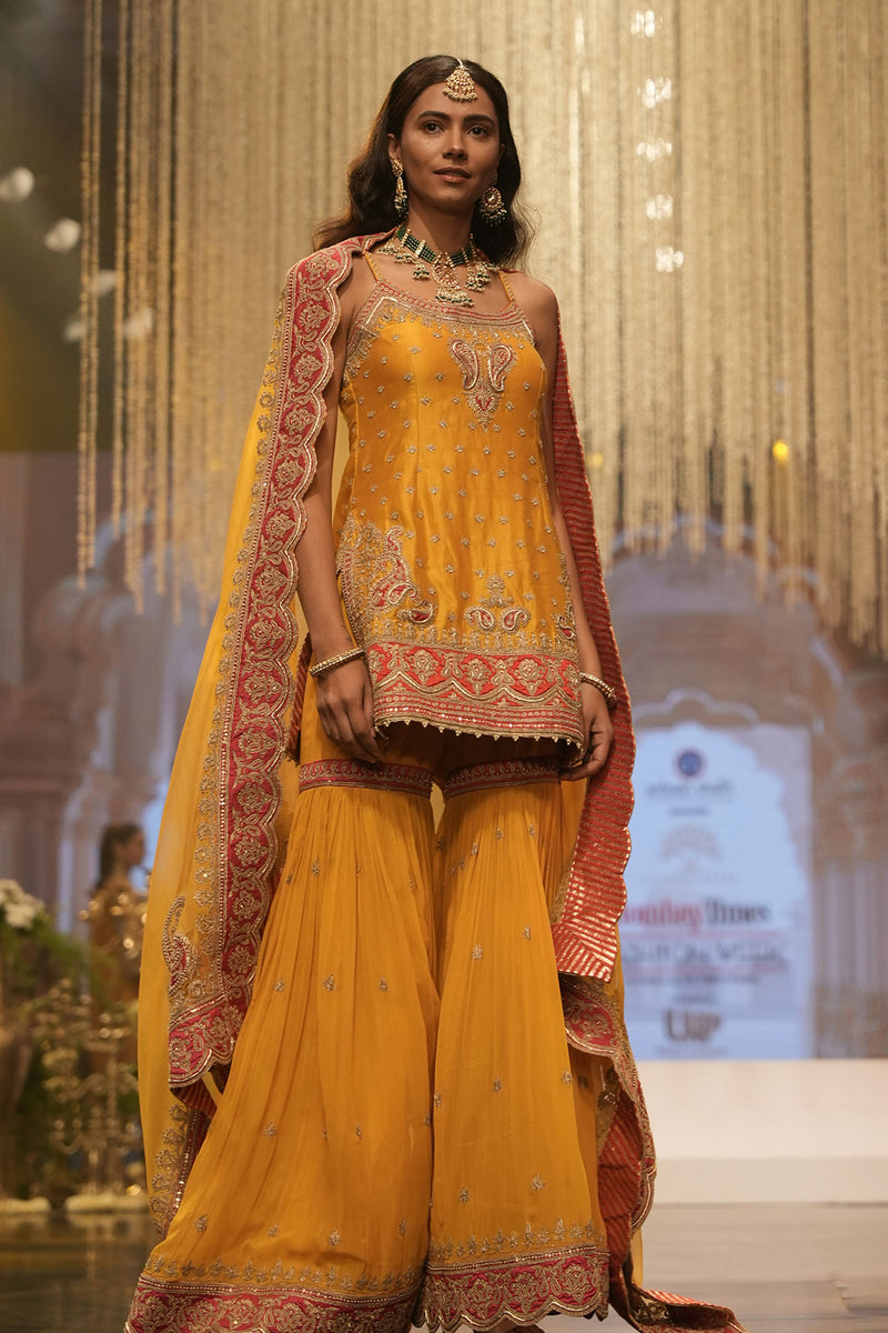 Mehan-Short Kurta with Garara and Dupatta