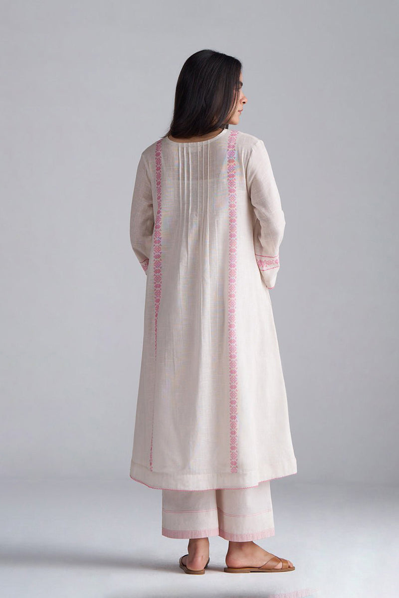 Ivory With Morning Glory Pink Cotton Linen Co-ord Set