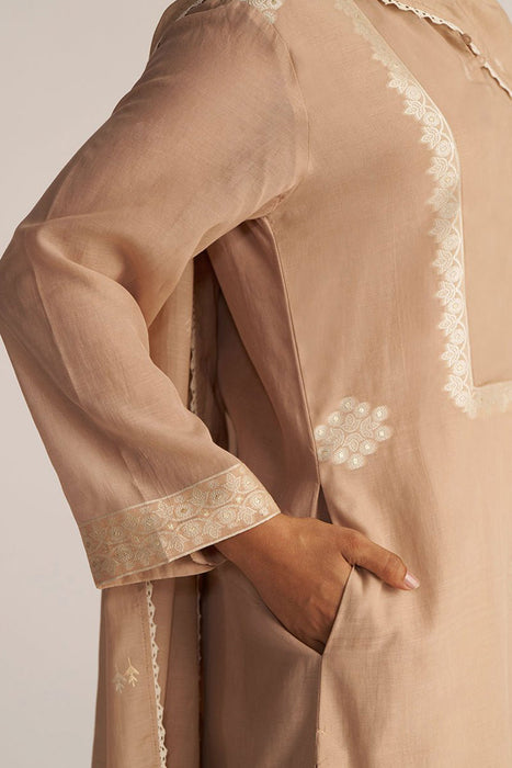 Toasted Almond Woven Kurta Set