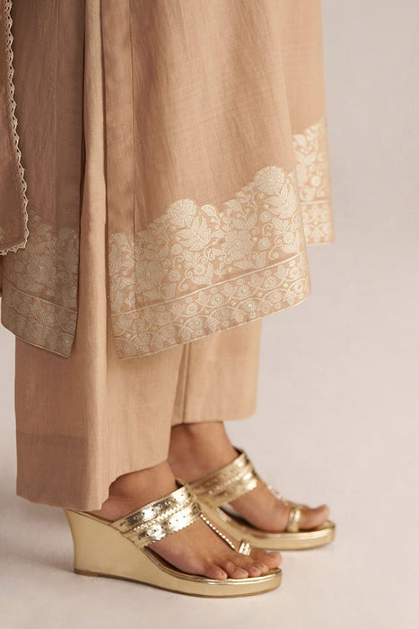 Toasted Almond Woven Kurta Set