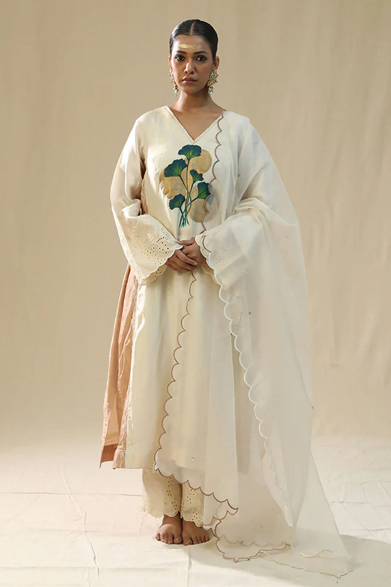 Ivory Handpainted Kurta Suit Set