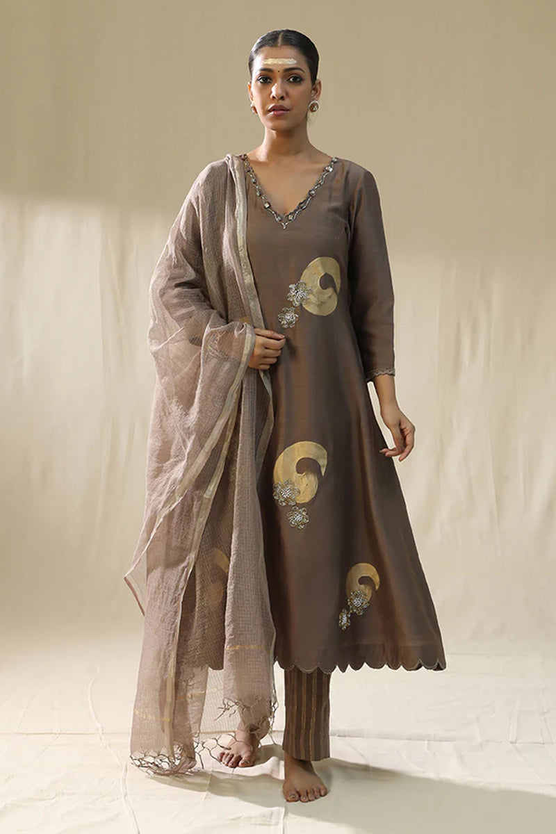 Mocha Brushstroke Suit Set