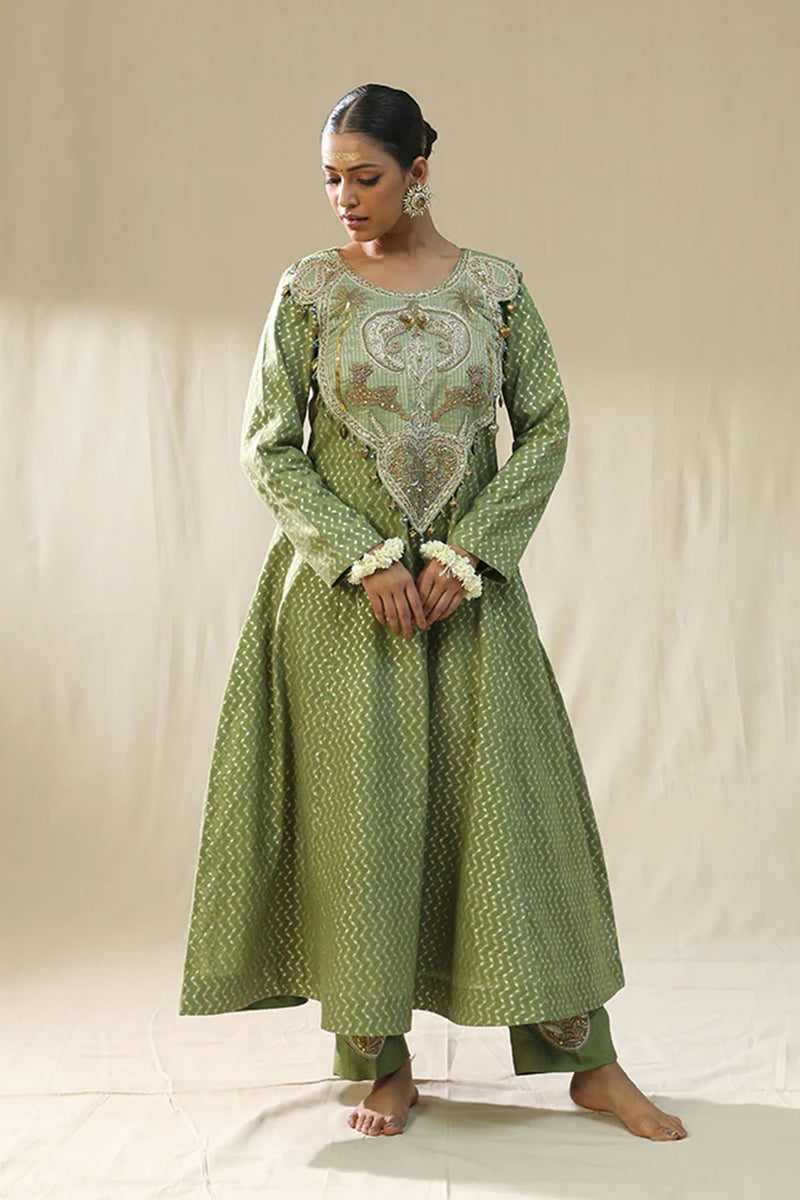 Pista Green Kastoori Self Suit Set